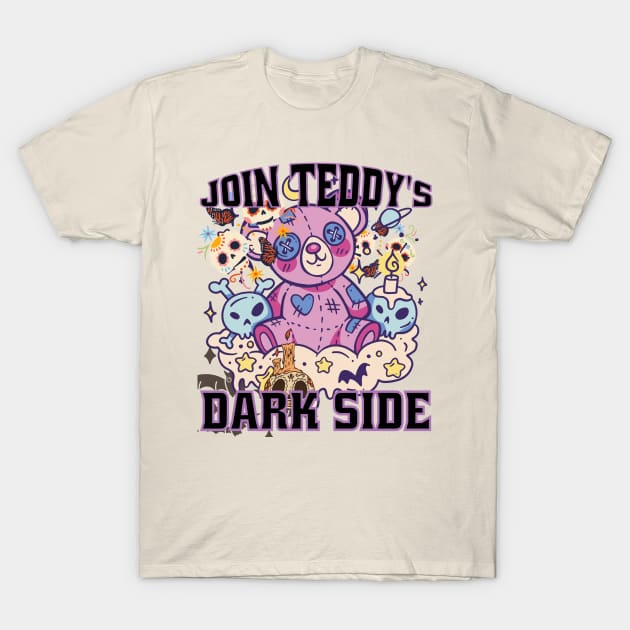 Creepy Cute Kawaii Goth Teddy Bear T-Shirt by Apache Sun Moon Rising